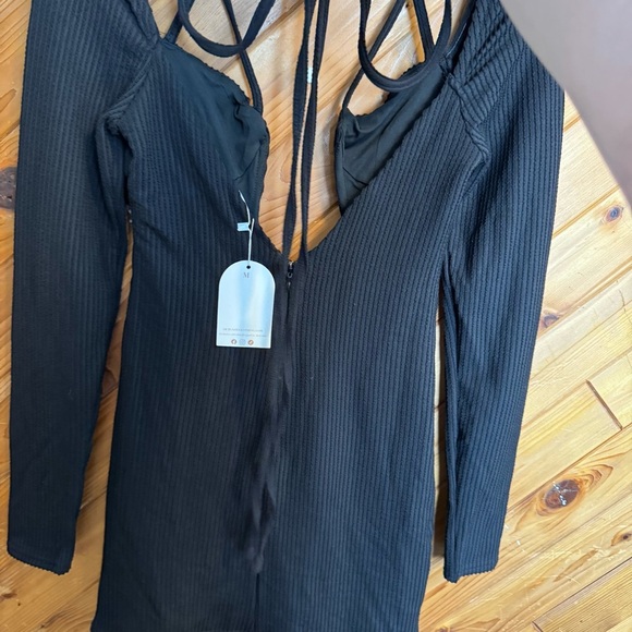 Outcast Black Strappy Mini Dress Size Medium - Picture 5 of 6